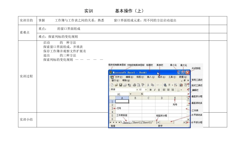 中职计算机应用基础实训课教案第五章EXCEL软件_第1页