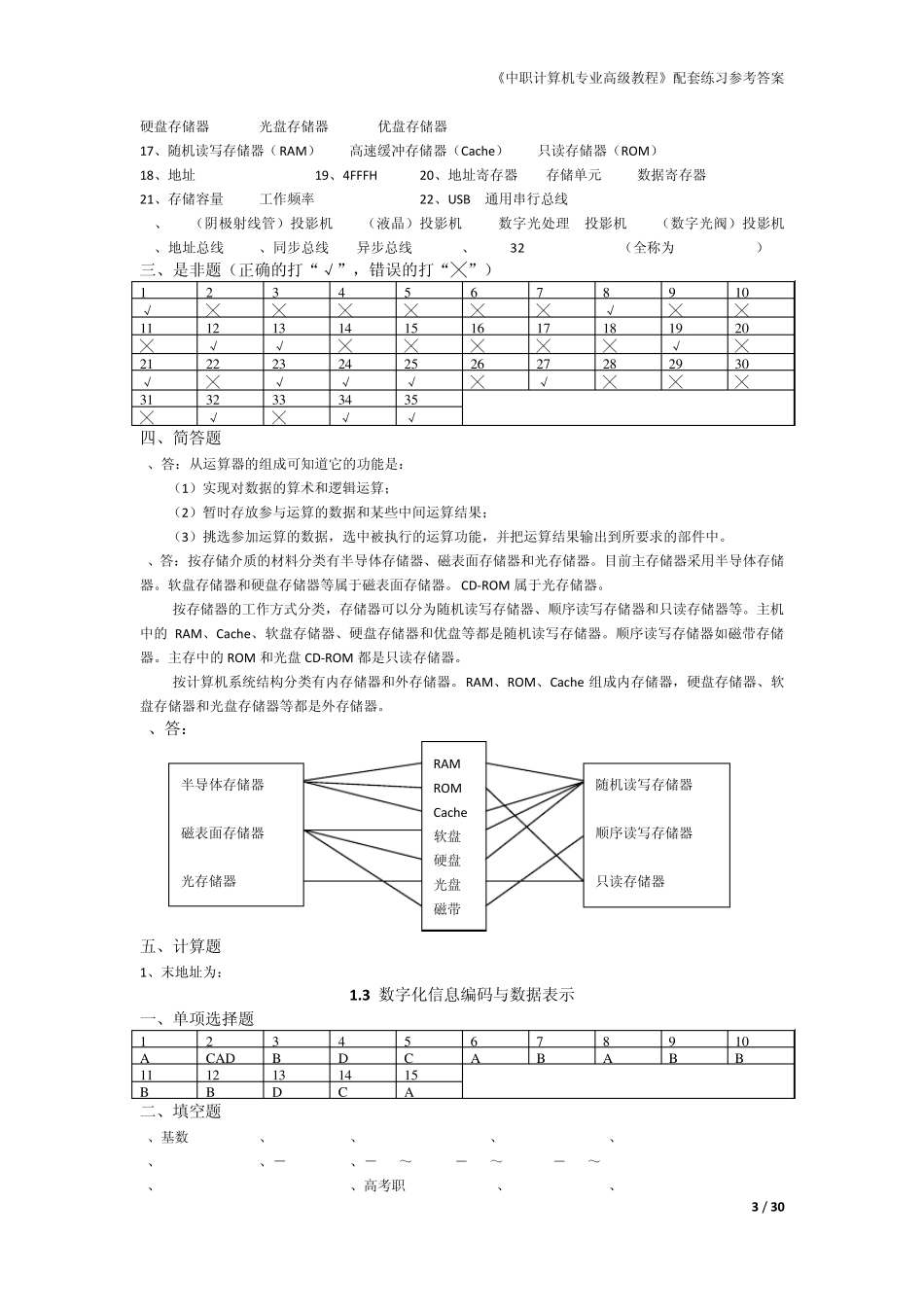 中职计算机高复配套练习(参考答案)_第3页