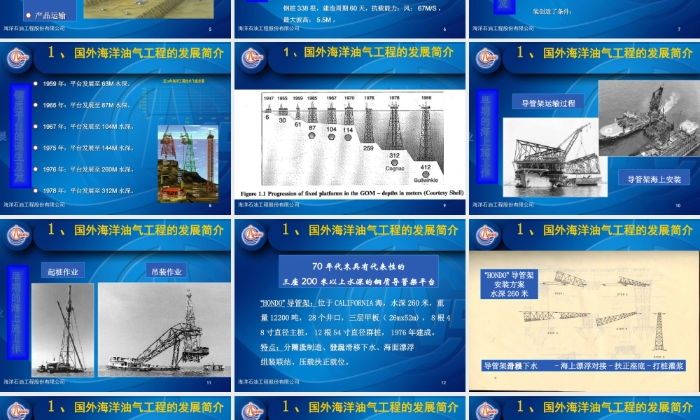 海洋平台的设计、建造和安装