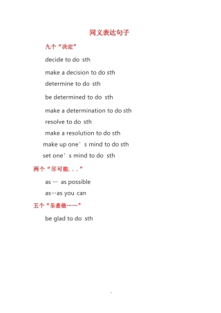 专升本《英语》同义词表达句子