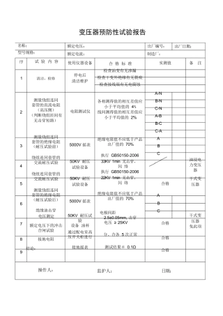 电气预防性试验检测报告
