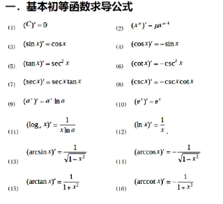 求导积分基础知识点