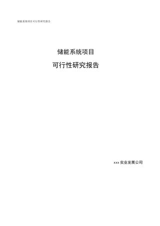 储能系统项目可行性研究报告