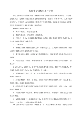 初级中学副校长工作计划
