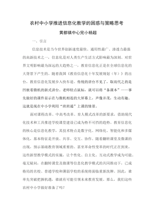 农村中小学推进信息化教学的困惑与策略思考