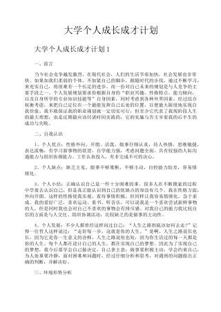大学个人成长成才计划