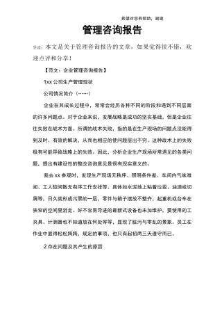 管理咨询报告