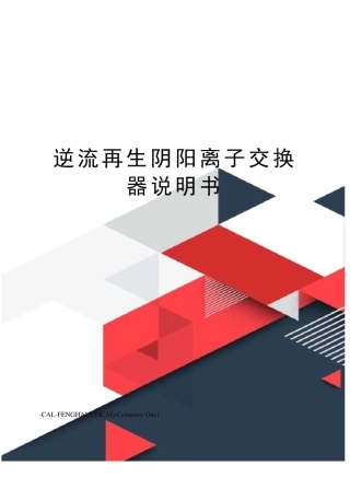 逆流再生阴阳离子交换器说明书