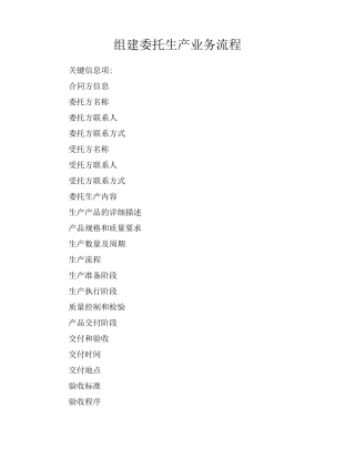 组建委托生产业务流程