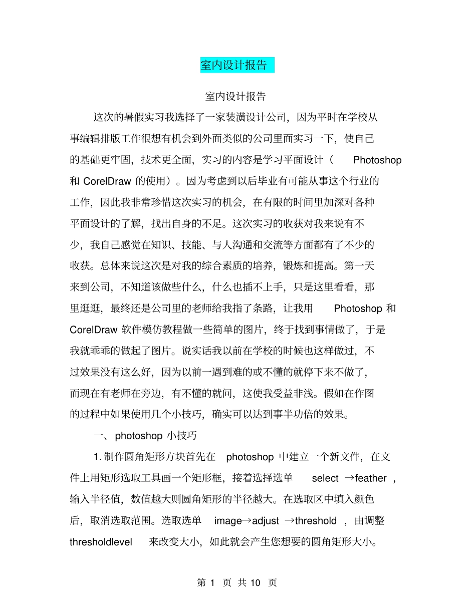 室内设计报告【可编辑版】_第1页