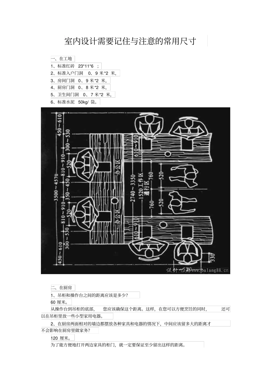室内设计需要记住和注意的常用尺寸_第1页