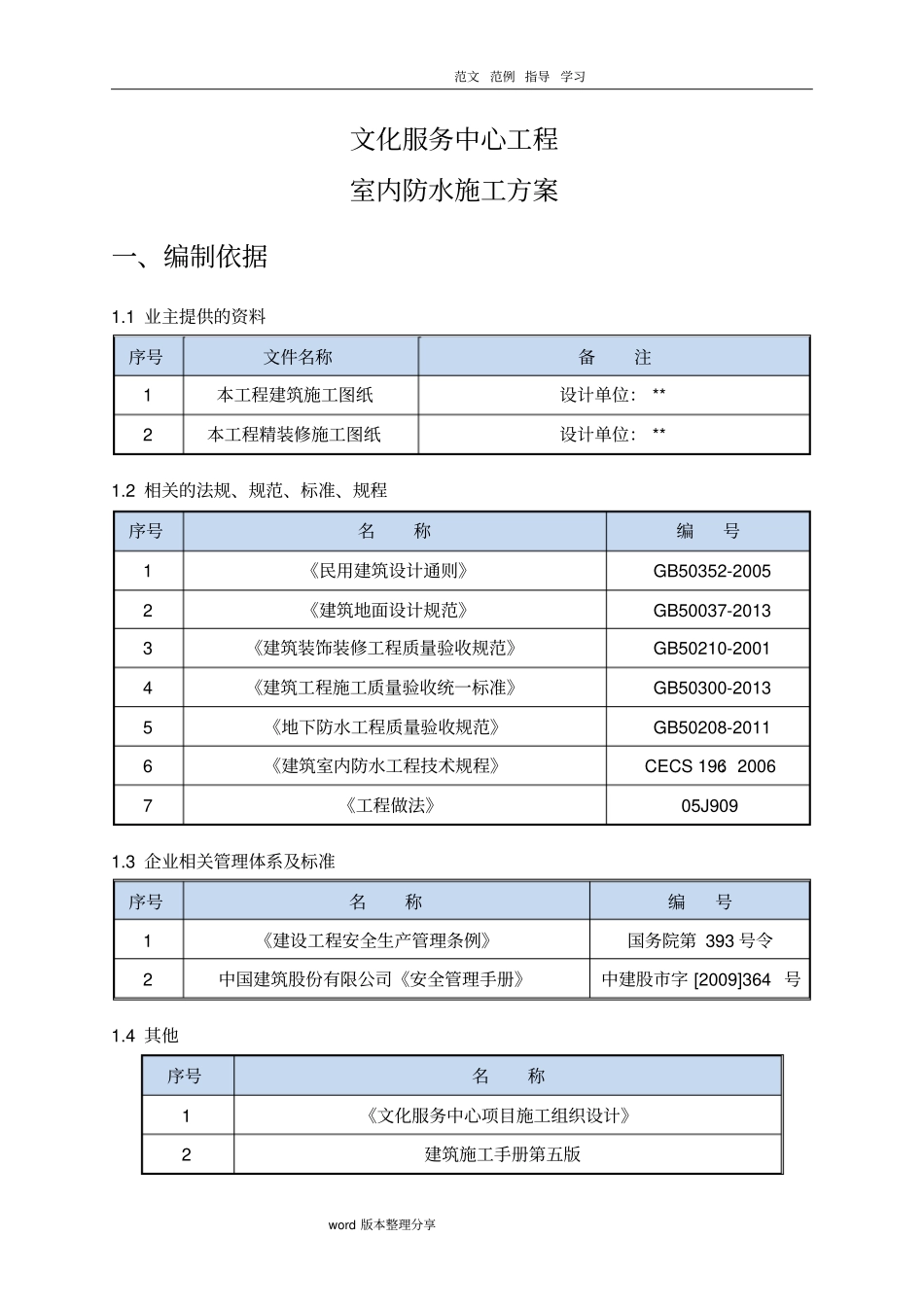室内防水工程施工设计方案_第3页