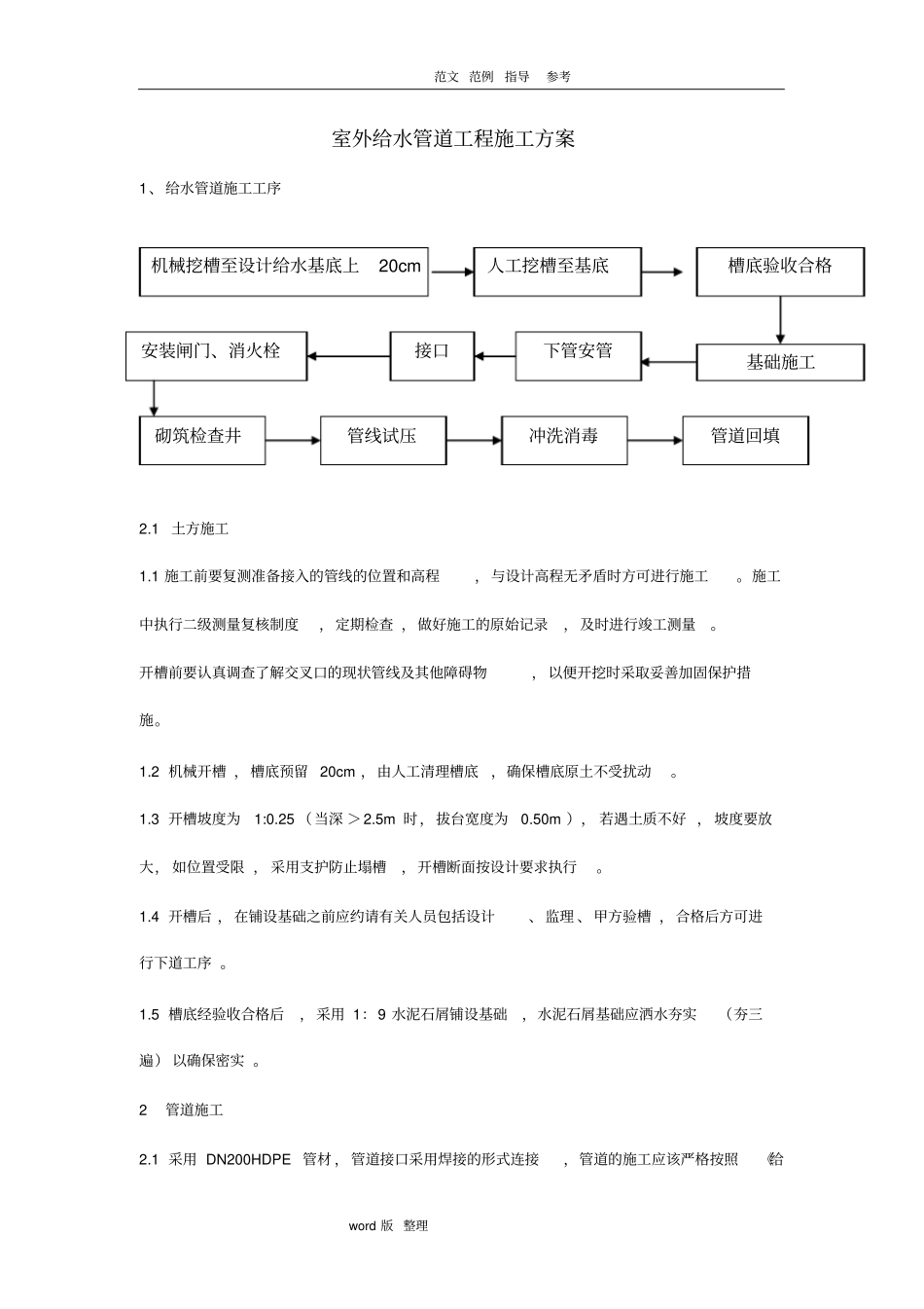 室外给水管道工程施工方案_第1页