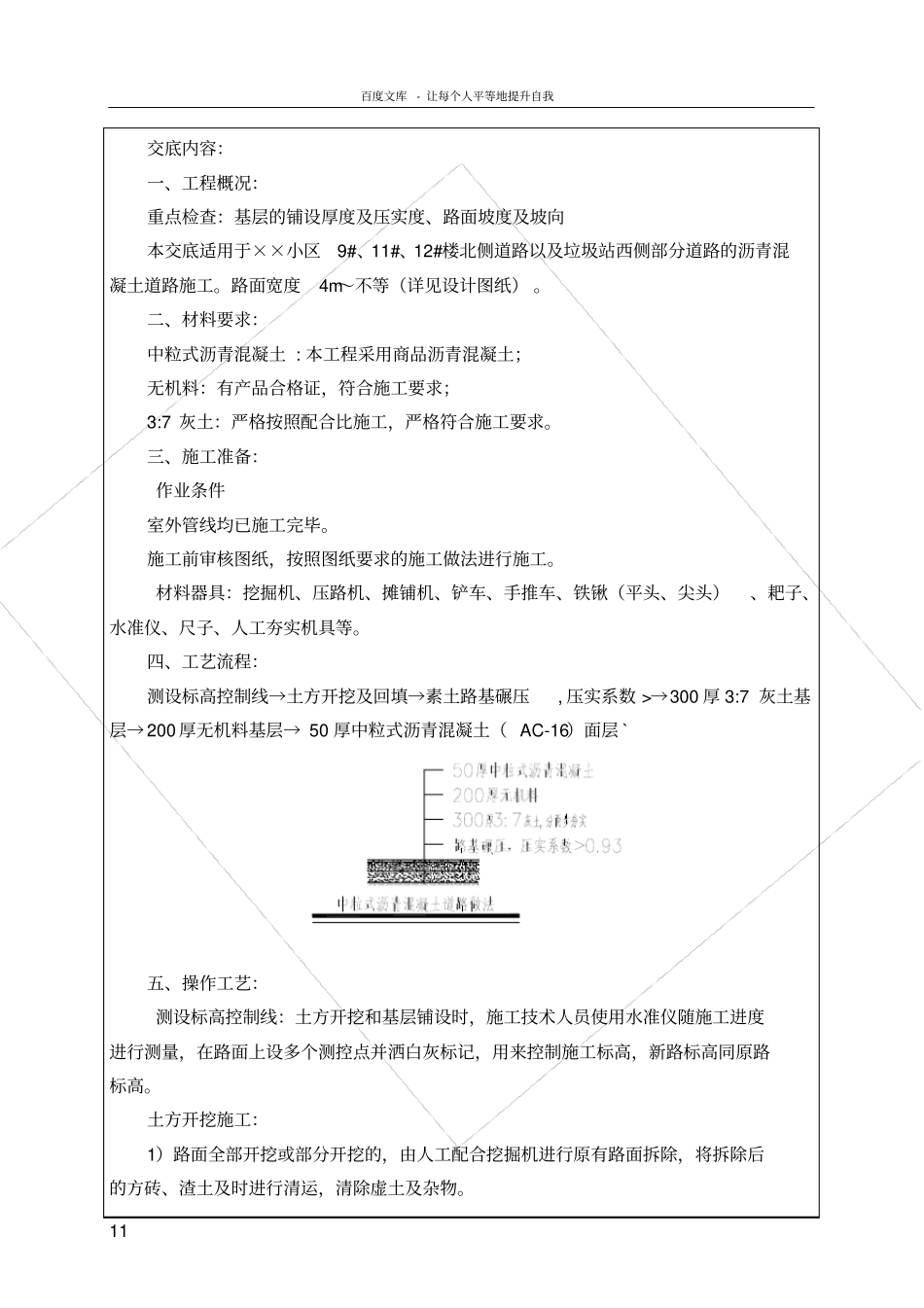 室外道路工程小区沥青混凝土道路施工技术交底_第1页