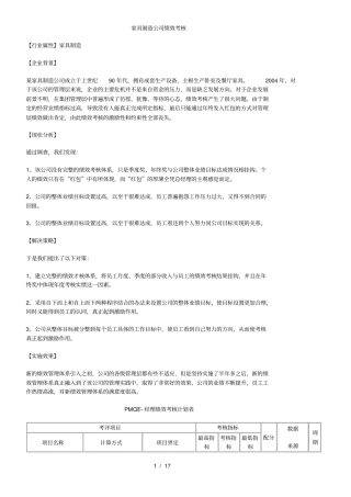 家具制造公司绩效考核