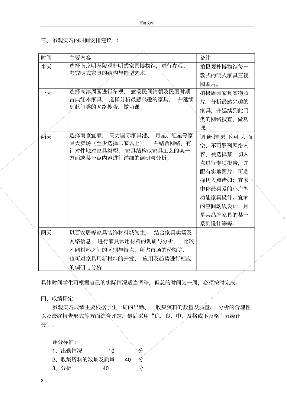家具参观实习指导书_第2页