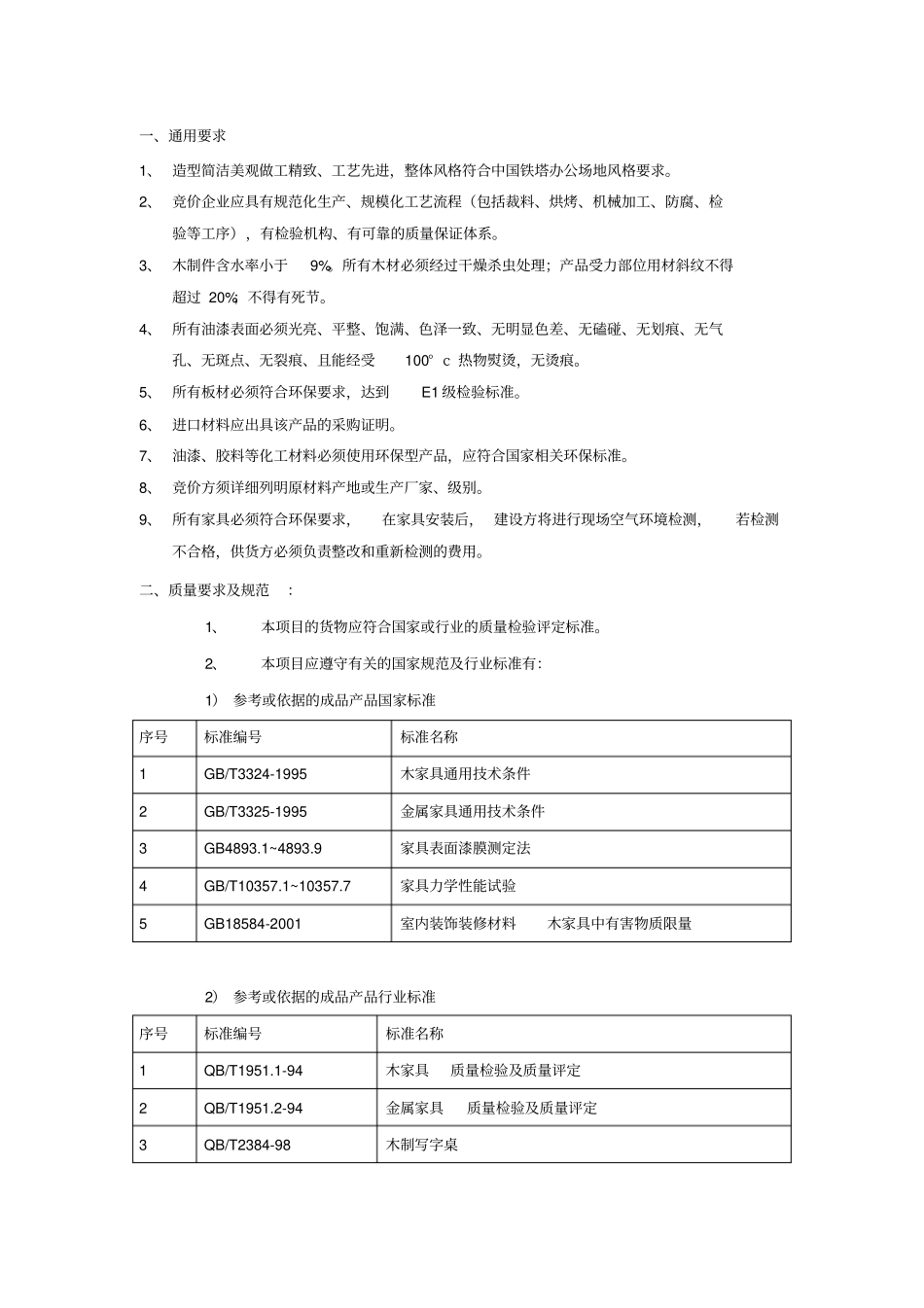 家具执行标准技术规范_第1页