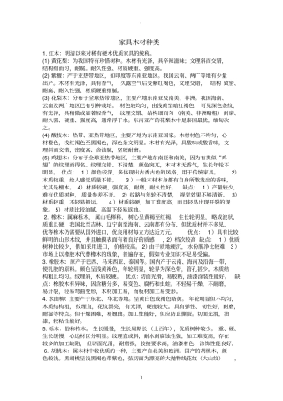 家具木材种类分类