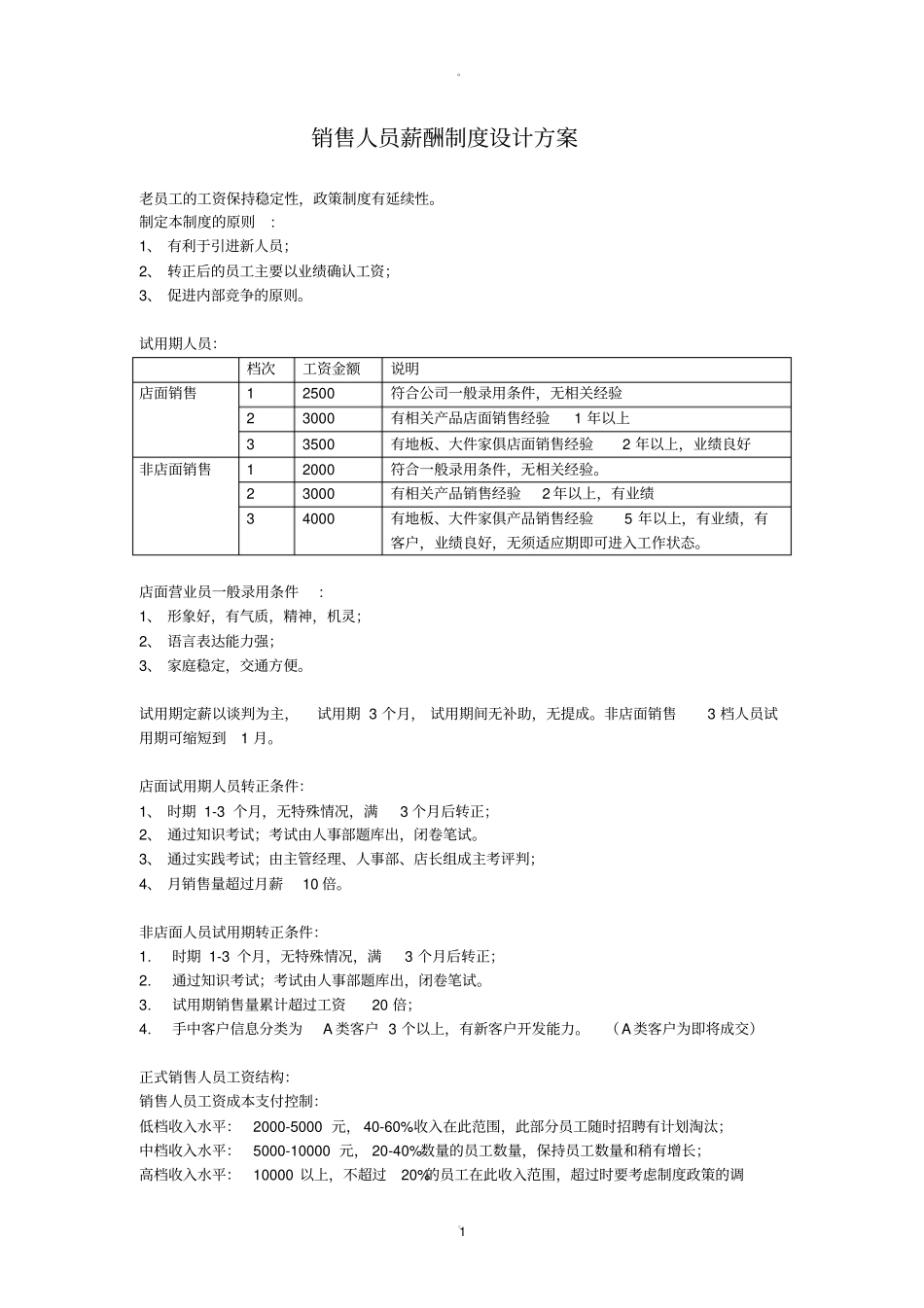 家具销售人员薪酬制度_第1页