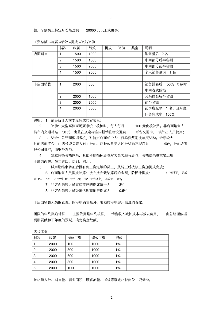 家具销售人员薪酬制度_第2页