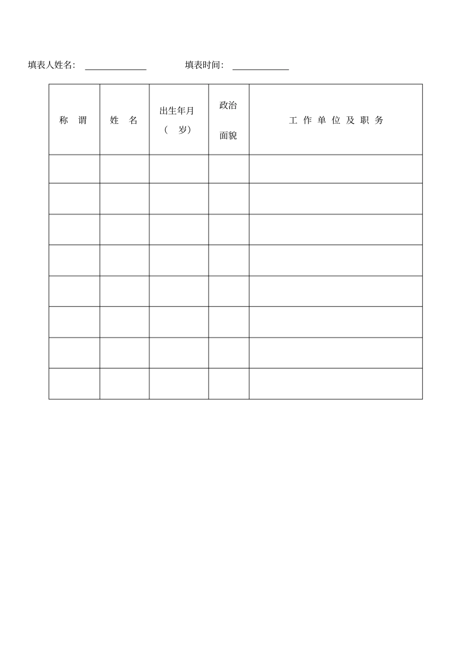 家庭主要成员及主要社会关系情况表填写样式_第2页
