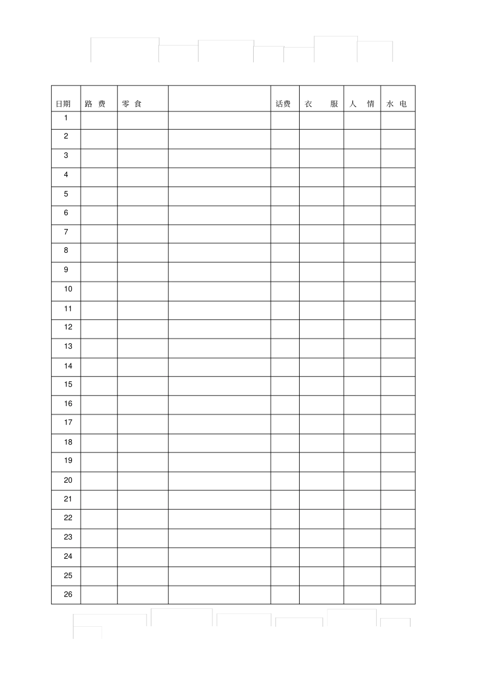 家庭常用家用表格_第1页