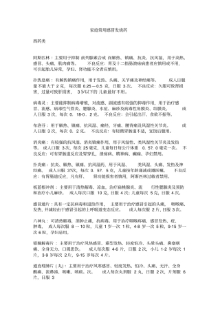家庭常用感冒发烧药要点