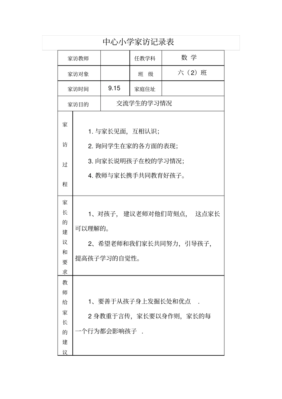 家访记录表重点讲义资料_第2页
