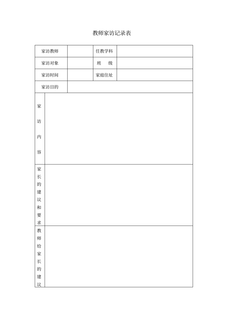 家访表及家访记录内容_第1页
