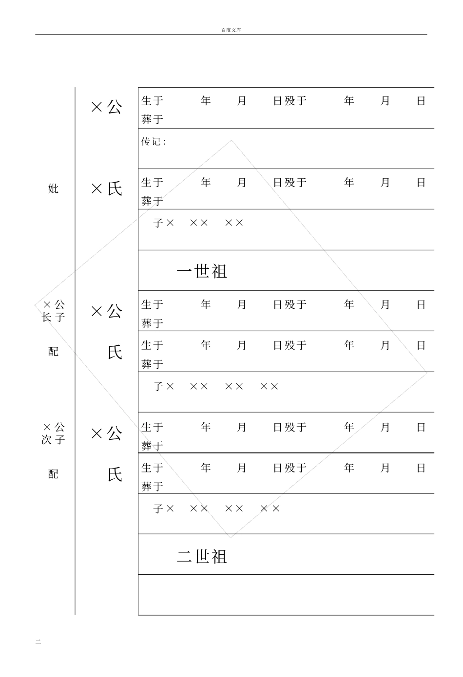 家谱电子版模板2_第2页
