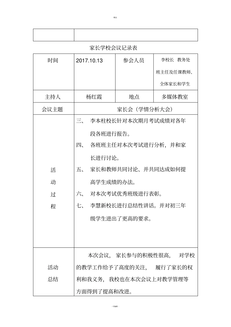家长学校会议记录表_第3页