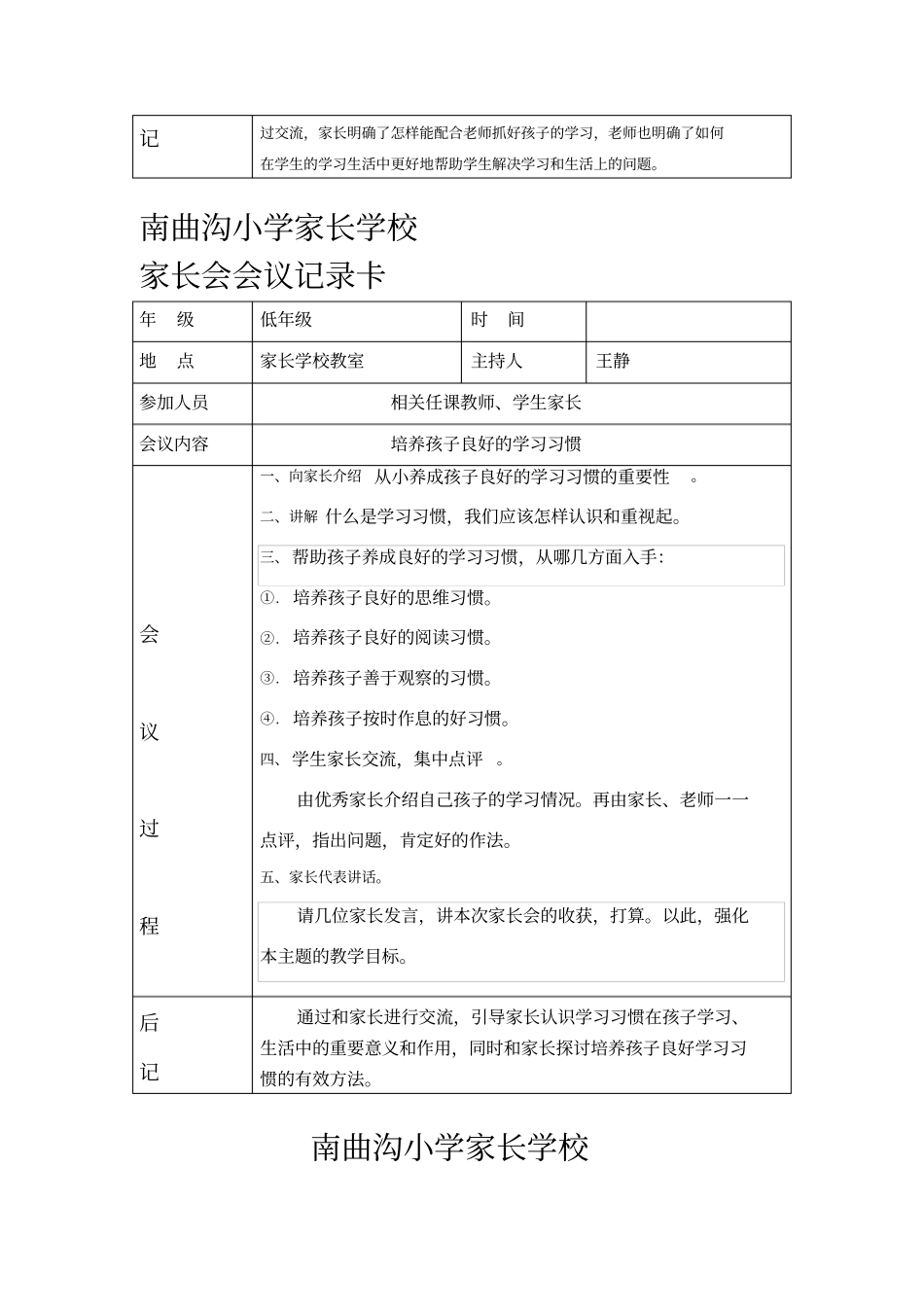 家长学校会议记录_第2页