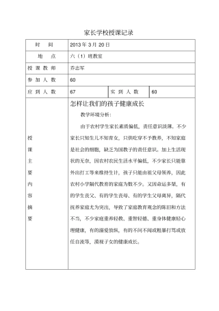 家长学校授课记录