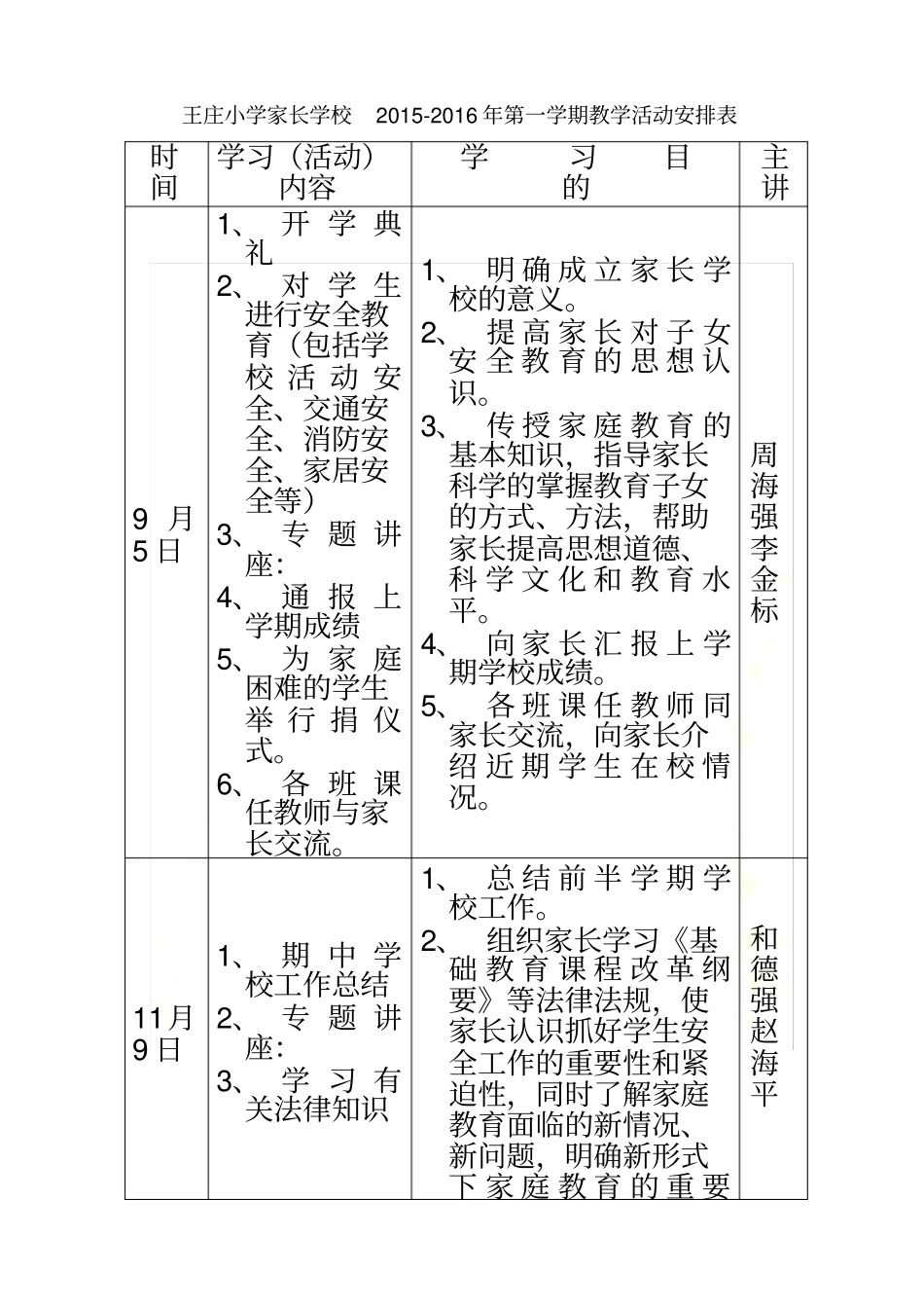 家长学校教学活动安排表_第3页