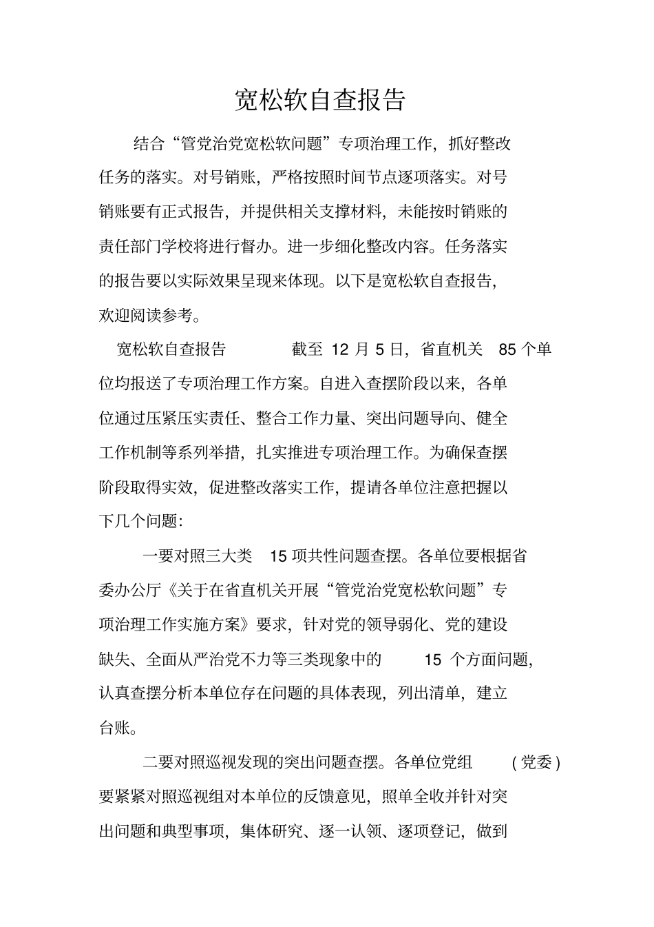 宽松软自查报告_第1页