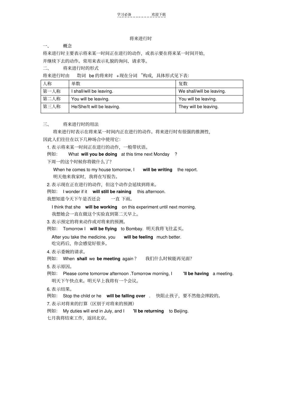 将来进行时和过去将来时_第1页