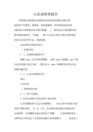 小企业财务报告