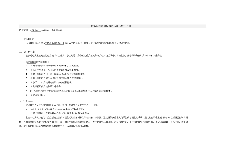 小区监控解决方案2858325468_第1页