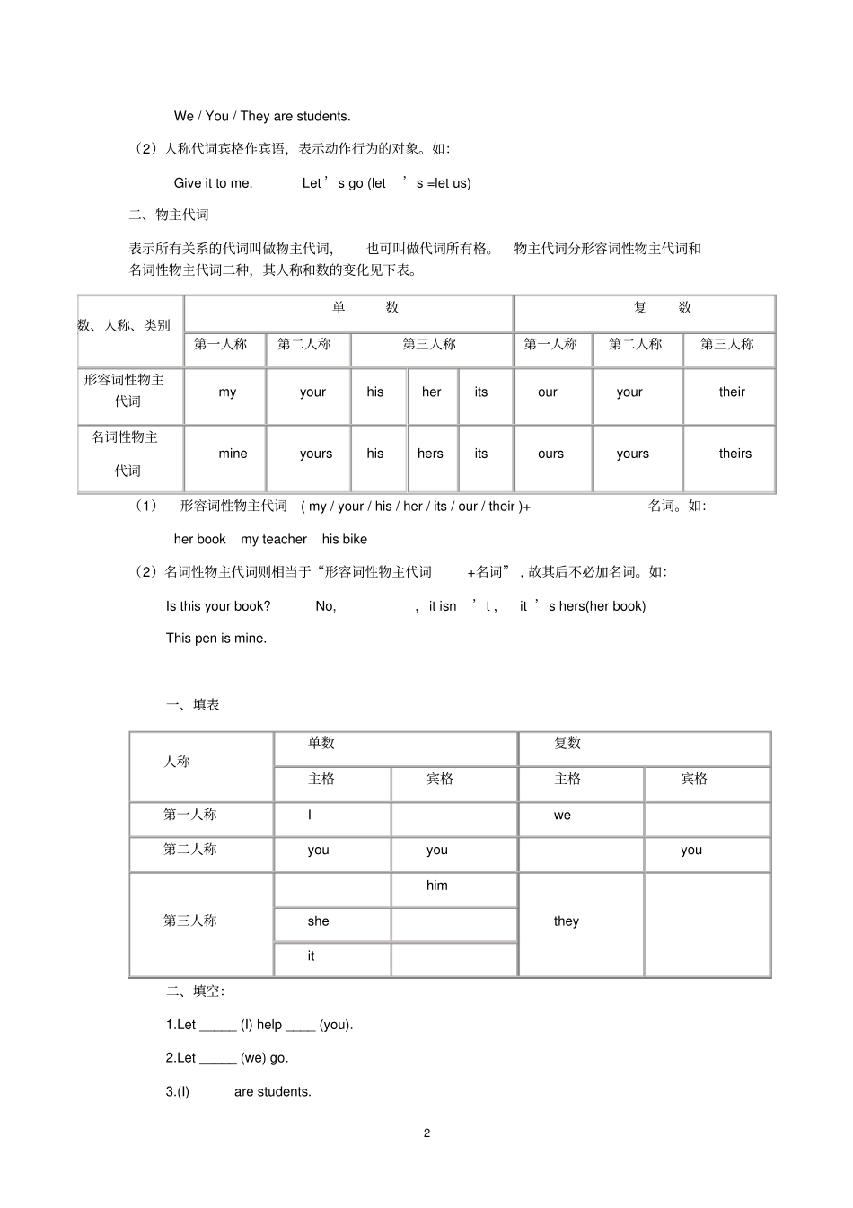 小升初代词表格及练习题自_第2页