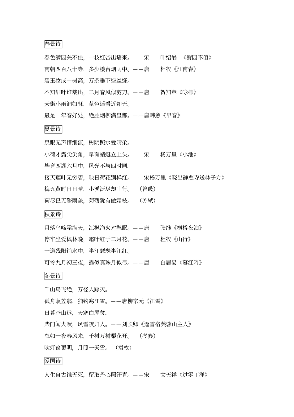 小升初古诗分类大全_第1页