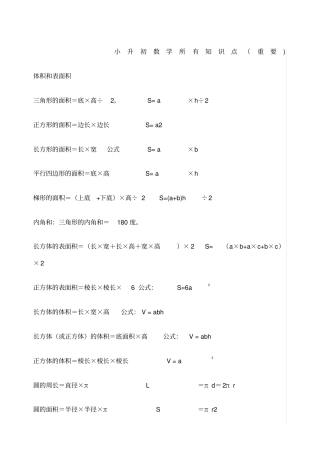 小升初数学所有知识点版