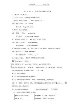 小升初肯定句、否定句、一般疑问句和特殊疑问句精讲精练