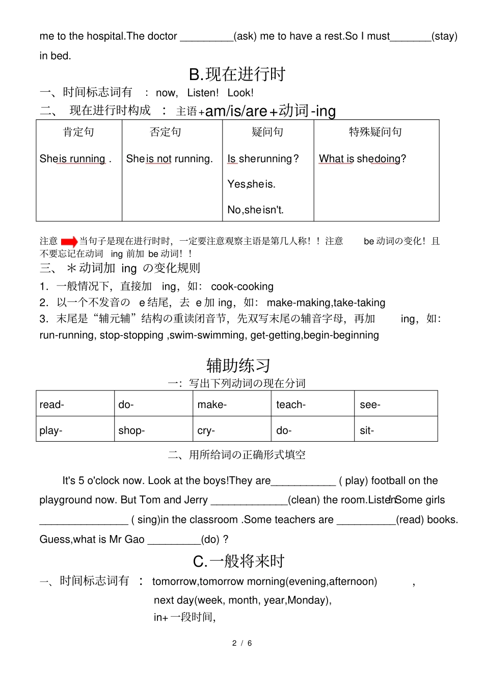 小升初英语总复习四大时态部分_第2页