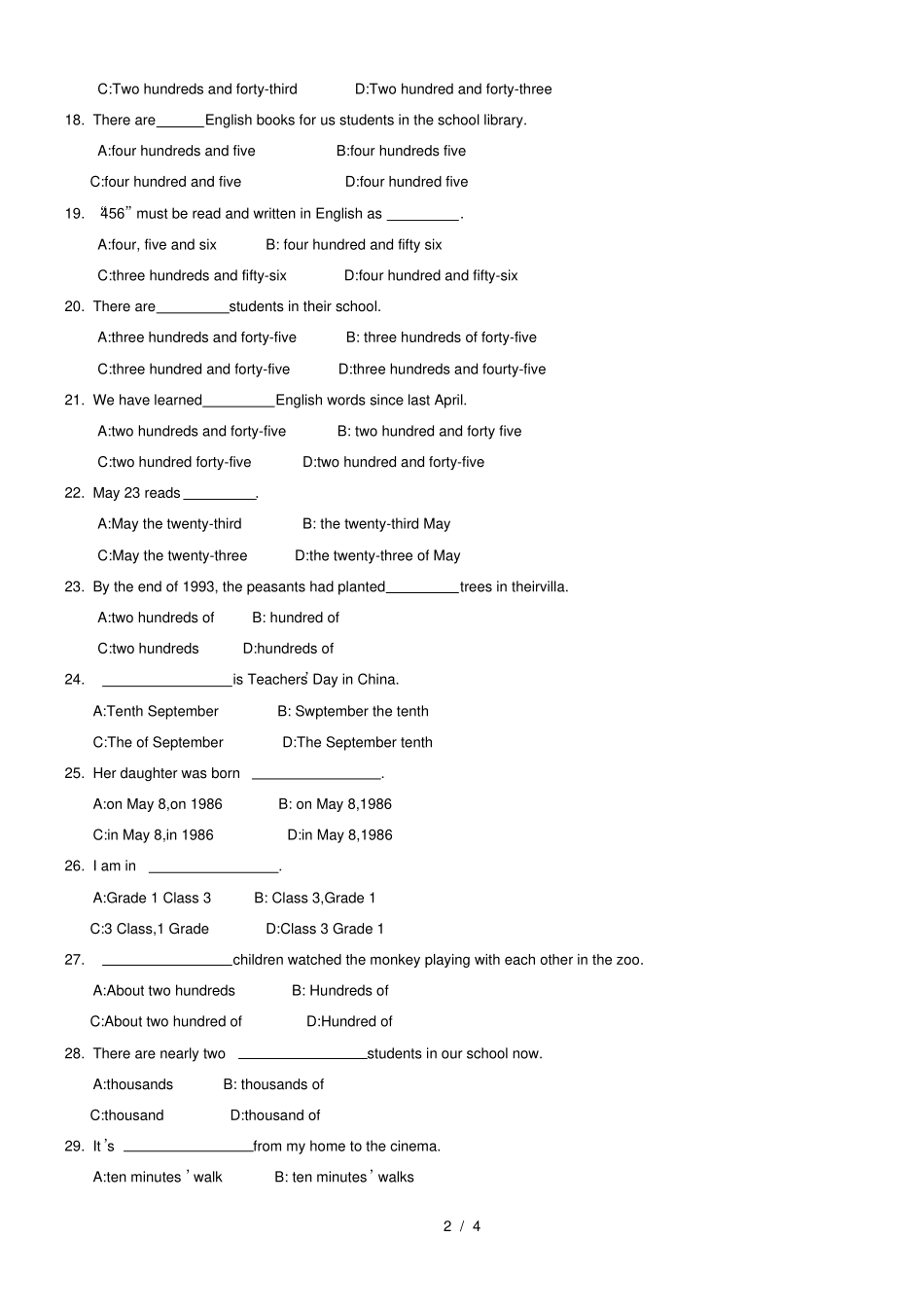 小升初英语数词专题复习_第2页