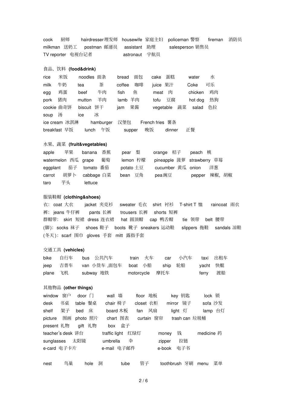 小升初英语词汇汇总_第2页
