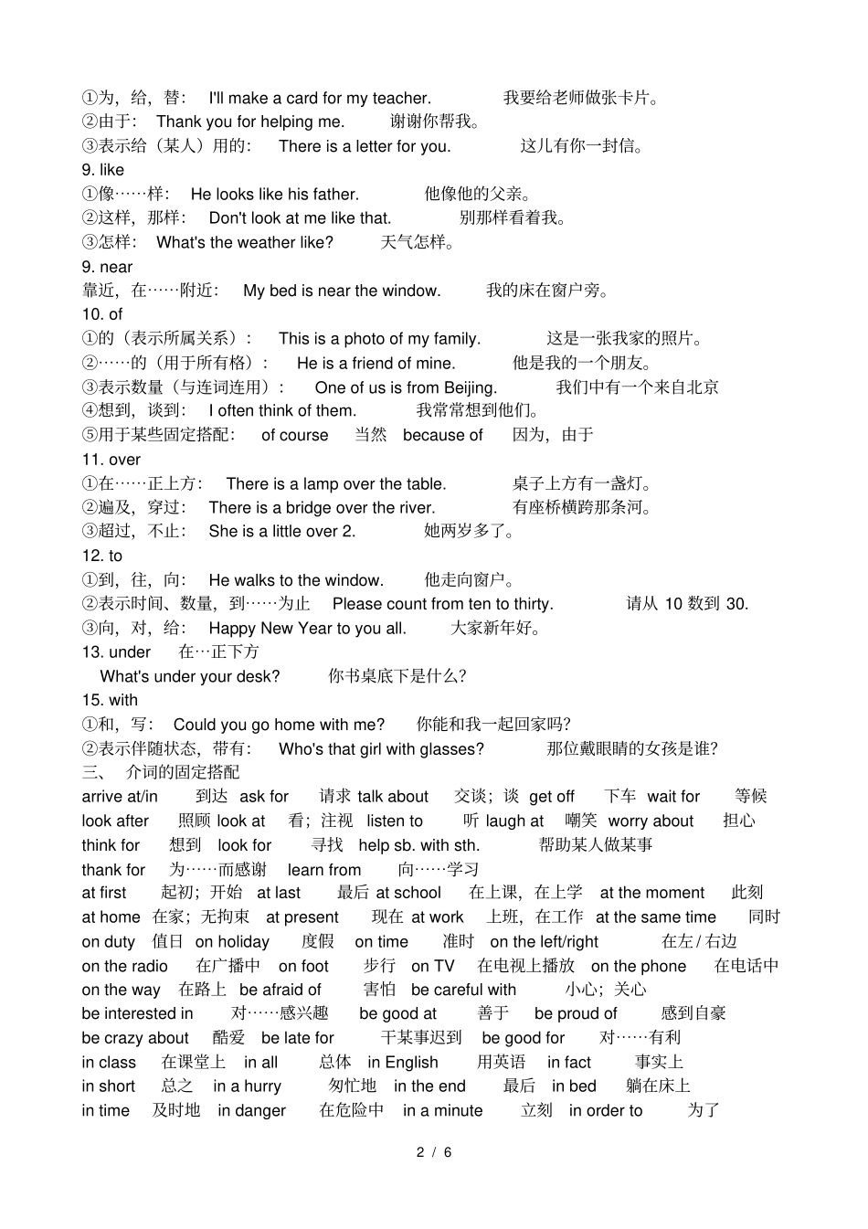 小升初英语系列-介词和连词_第2页