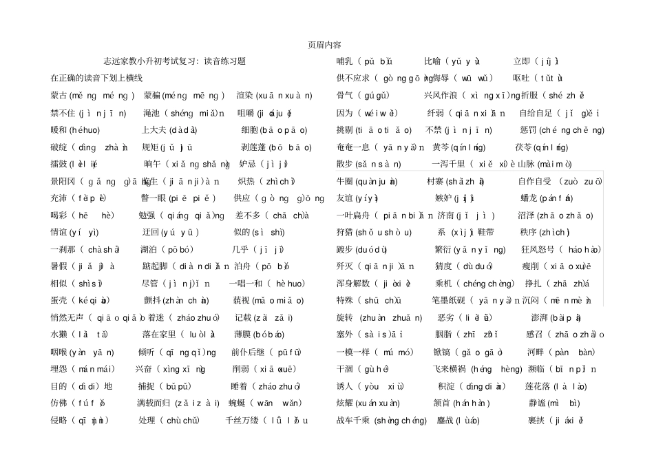 小升初语文基础知识练习_第1页