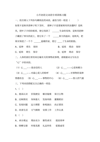 小升初语文词语专项训练习题附答案