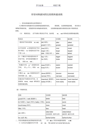 小升初语法形容词和副词的比较级和最高级