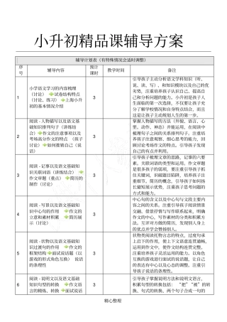 小升初辅导方案方案